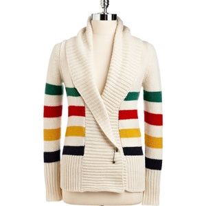 HBC Stripes Wool-Blend Wrap Cardigan